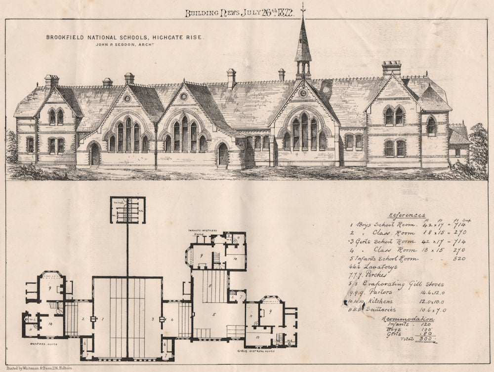 Brookfield National Schools, Highgate Rise; John P. Seddon, Architect 1872